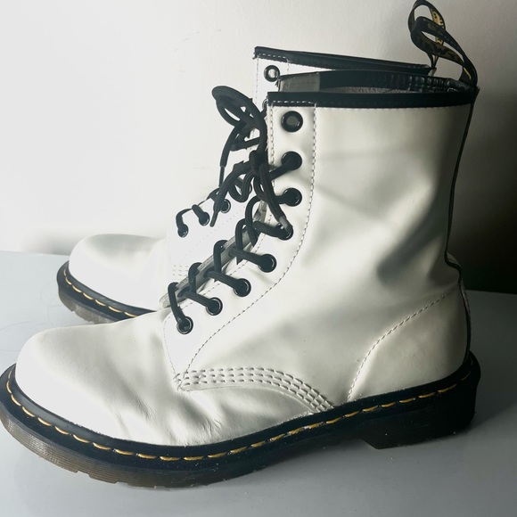 Authentic Cream Dr. Martens Combat Boots - Picture 1 of 5